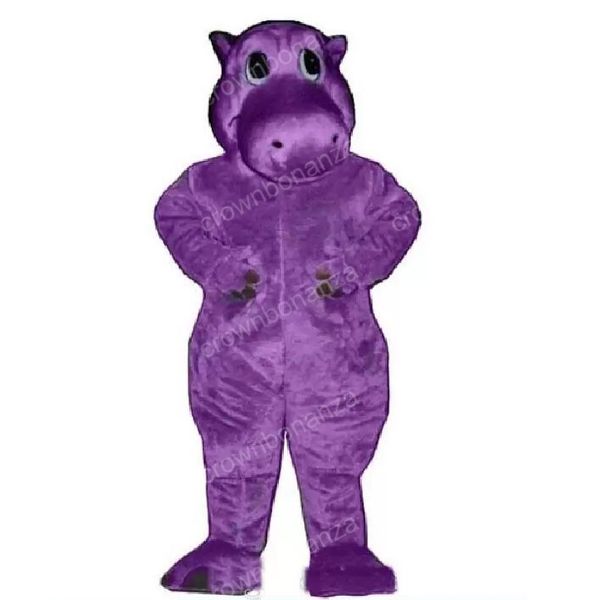 Costume della mascotte dell'ippopotamo viola di Halloween Vestito da personaggio dei cartoni animati di alta qualità Vestito per adulti Taglia per adulti Festa di compleanno di Carnevale di Natale Vestito da esterno