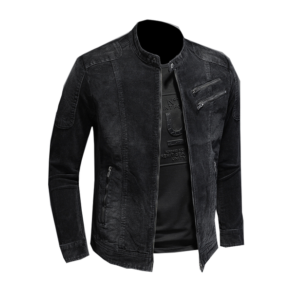 

men's jackets retro denim jacket machine washable stand collar corduroy casual 2021, Black;brown