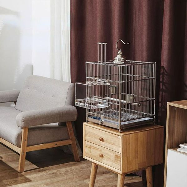 

bird cages large luxury cage transparent tray stainless steel rectangle houses outdoor parrot gaiolas supplies bs50bc