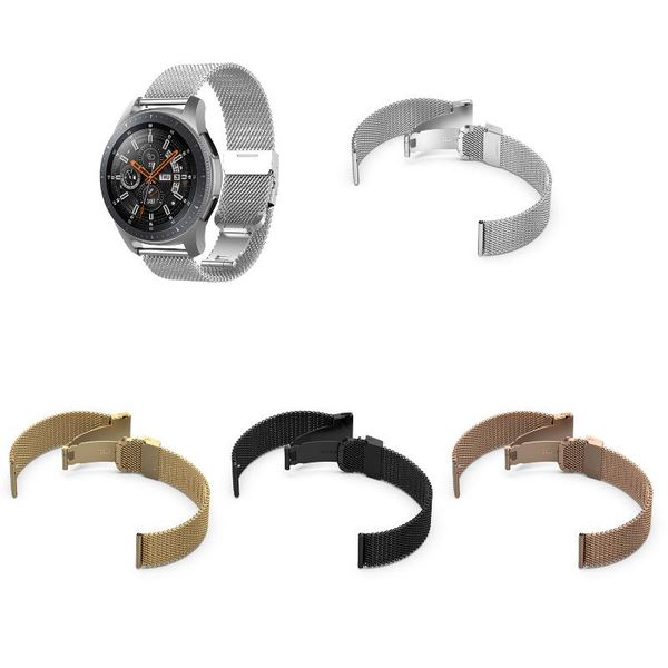

watch bands 22mm milanese loop butterfly buckle strap for samsung gear s3 galaxy 46mm 42mm active 2 20mm stainless steel, Black;brown