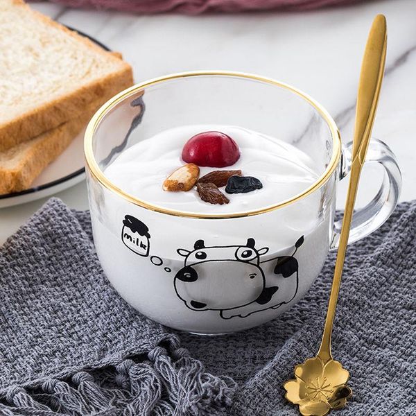 

wine glasses europe style breakfast glass large capacity coffee milk tea cup with spoon creative drinkware