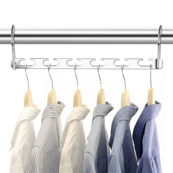 

6pcs clothes hangers organizer multi function metal space saving closet magic hanger rack & racks