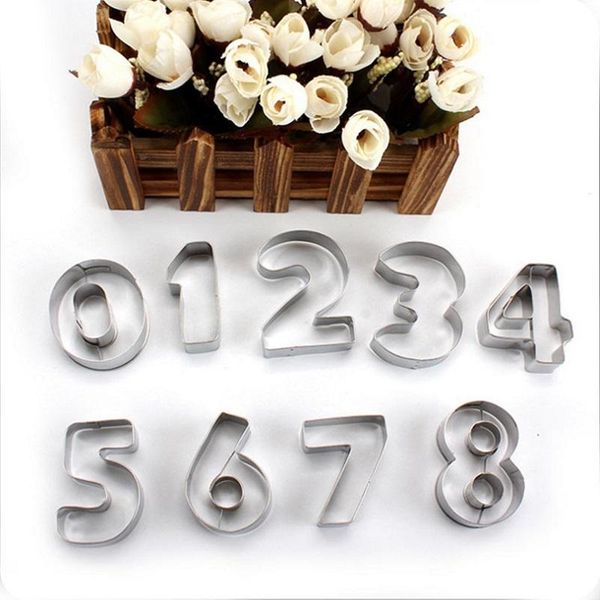 

baking & pastry tools 9pcs/set diy stainless steel digital cookies mold perspective cut biscuit fondant cake kitchen supplies