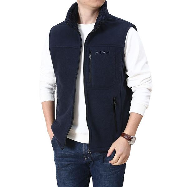 

men's vests men warm fleece vest jacket winter hooded sleeveless waistcoat autumn fashion casual, Black;white