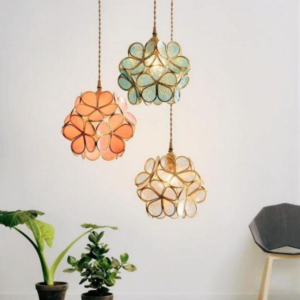

pendant lamps flower pvc lamp dining room nordic luxury bedside lights decoration bedroom girls gold led hanging