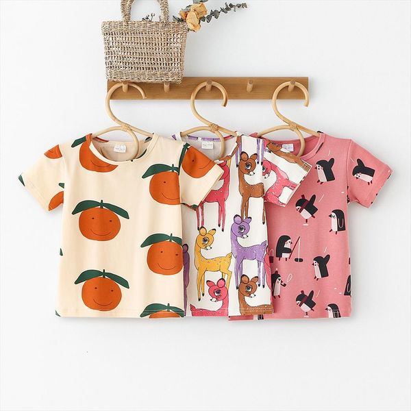 

kids boy girl t shirts short sleeve childrens tees baby o neck cartoon casual children clothes summer, Blue