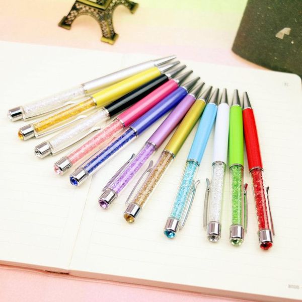 

design diamond ballpoint pen crystal pens student stationery ballpen school office material supplies promotion gift, Blue;orange