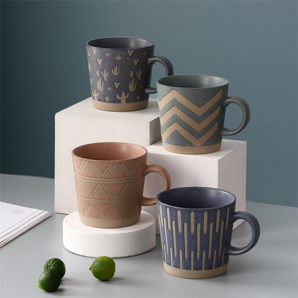 

mugs nordic ceramic retro coffee mug creative simple office tea cup coarse pottery handmade breakfast milk couple drinkware
