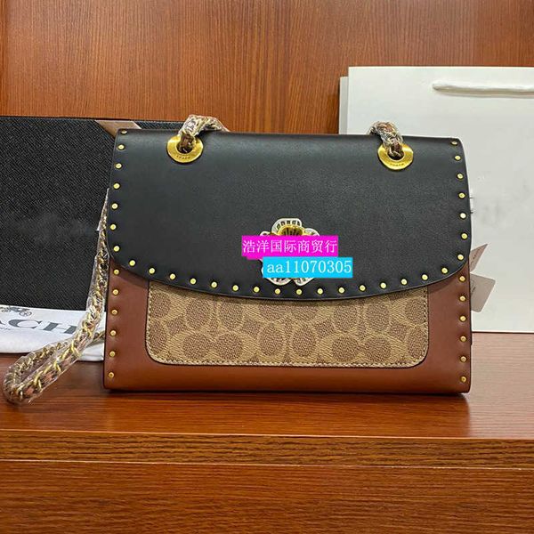 

wholesale 2021c leather series camellia rivet, single shoulder bag, chain printing, skew spanning bag. luxuryss designerss bag yw