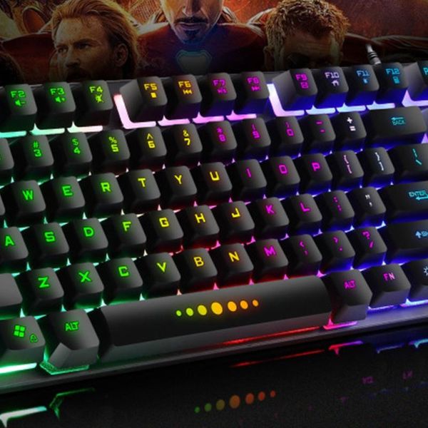 

keyboards gk-10 wired 87 keys swappable gaming mechanical keyboard rgb backlit for pc gamer