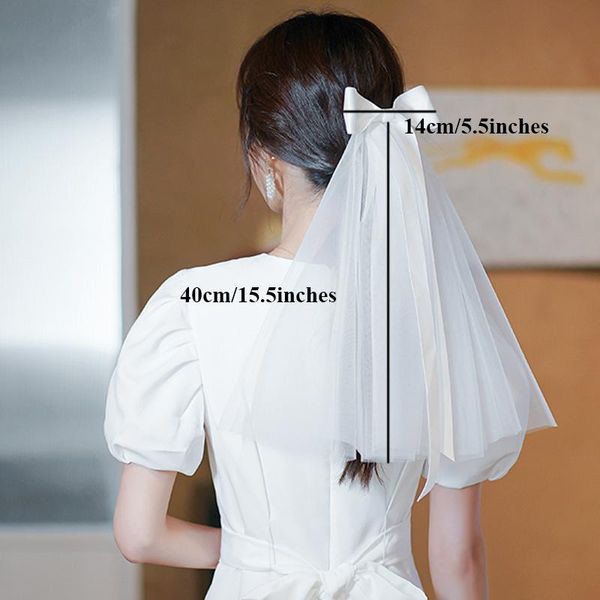 

bridal veils v122 double layers short simple ivory veil with bow strip wedding accessories, Black
