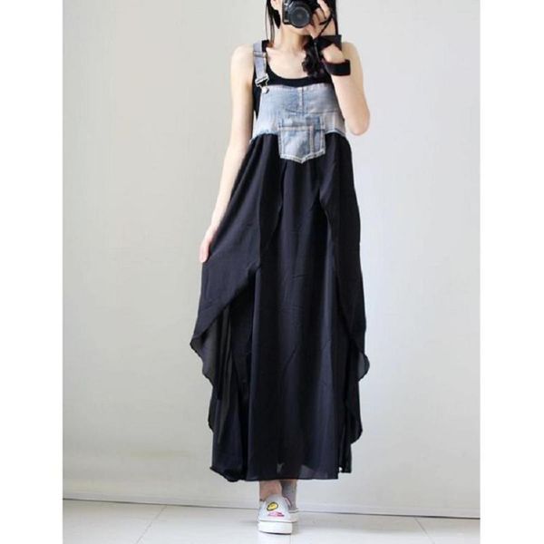 

autumn fashion ruffle loose strap denim strap swing, White;black