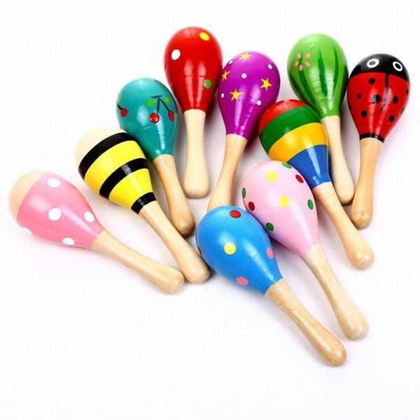 2021 Brinquedos Novos Brinquedos Crianças Madeira Chocalho Maracas Cabasa Música Instrumento de Areia Martelo Orff Toys Maracas Infant Brinquedos