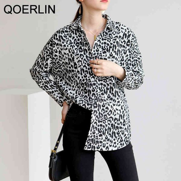 

blouses retro leopard print shirts women temperament fashion long sleeve shirt ulzzang harajuku loose casual blouse, White