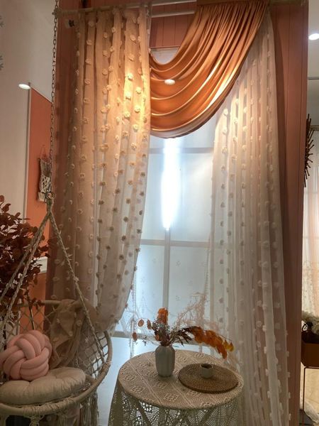 

luxury stereoscopic white flowers voile gauze curtains cotton beautiful american luxurious for living room bedroom curtain & drapes