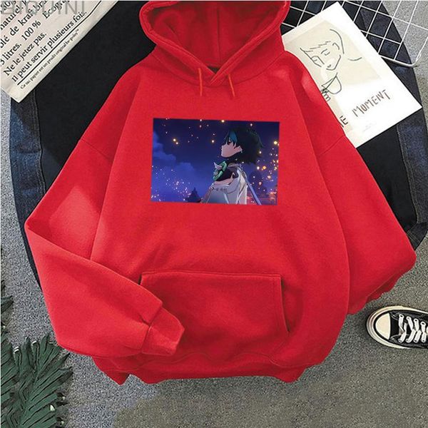 

men's hoodies & sweatshirts 2021 game genshin impact women men printing pullovers long sleeves oversized harajuku clothing, Black