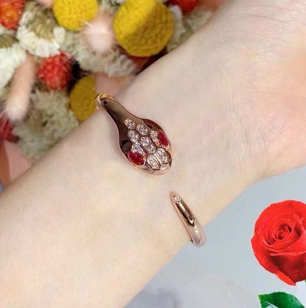 

bangles bracelet baojia snake head 925 sterling silver plated 18k gold diamond inlaid red eye full, Black