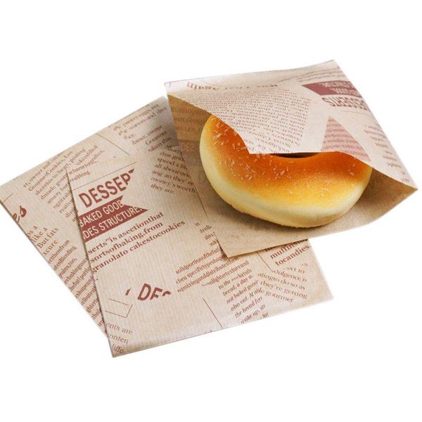 

100pcs 12x12cm sandwich donut bread bag biscuits doughnut paper bags oilproof craft bakery packing kraft gift wrap