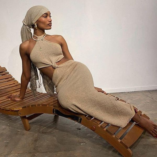 

casual dresses the europe and united states women's summer 2021 hang neck backless holiday cultivate one's morality dress, Black;gray