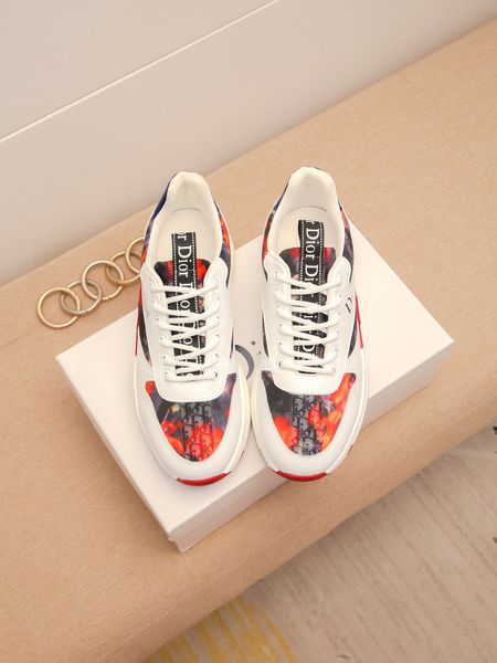 

b23 men's women's designer shoes high and low inclined bee fashion double technical leather outdoor thick bottom leisure sports sh, Red;white