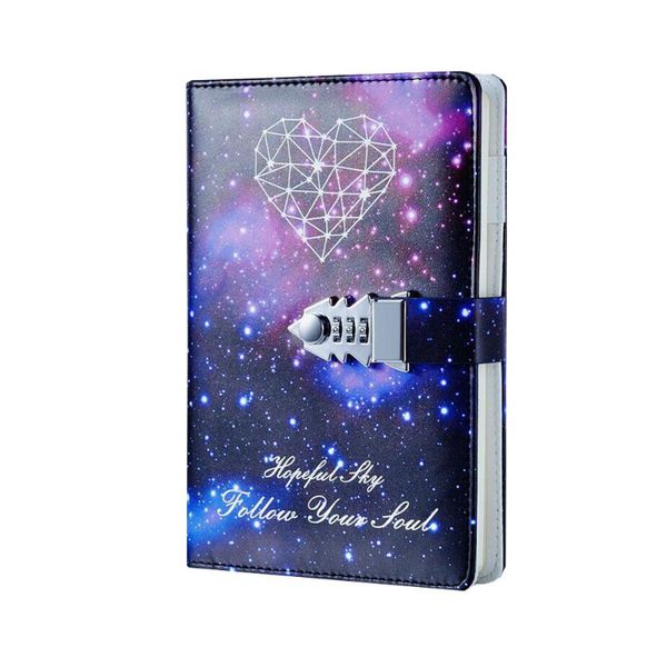 

size pass words diary book design notebook lock writing pads lockable notepad binder school supplies student gift notepads, Purple;pink