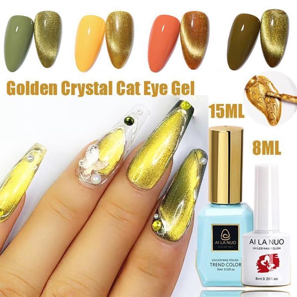 

8ml/15ml wide crystal cat eye gel uv led 3d effect soak off manicure lacquer diy nail polish varnish semi-permanent1, Red;pink