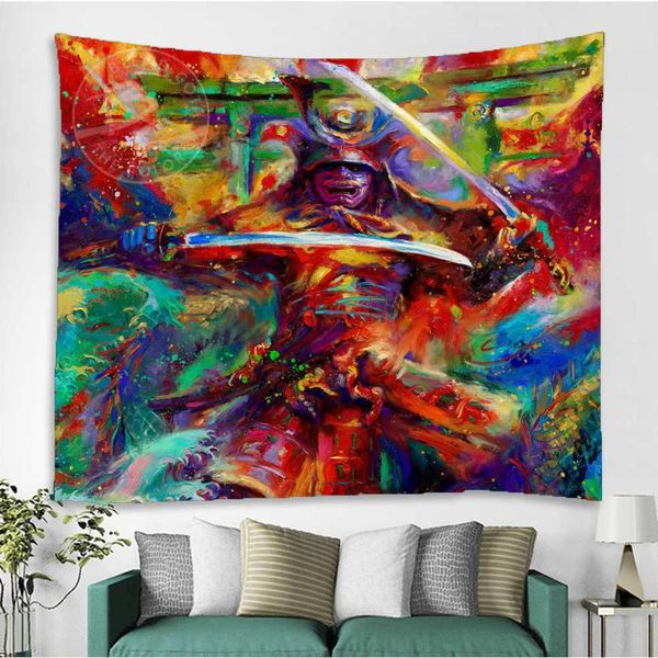 

tapestries japan samurai warrior printed polyester tapestry wall hanging for decorate home living room bedroom office 6 sizes