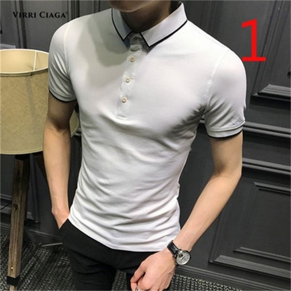

men's summer korean trend round neck short sleeve slim 210420, White;black