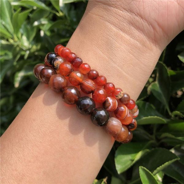 

natural stone dream agate bracelet 128 faceted round bead red and black color crystal reiki healing fashion jewelry gift beaded, strands