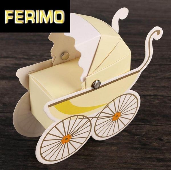 

gift wrap 1pcs pink/blue/yellow baby carriage favor boxes candy bags