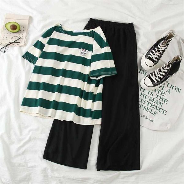 

home suit pajamas for girls 2 pieces cotton set autumn women sleepwear long sleeve nightgown for female ladies pyjamas 211007, Black;red