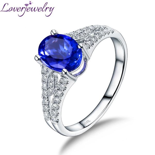 

women natural tanzanite rings real 14kt white gold charming diamonds jewelry for female christmas presents cluster, Golden;silver