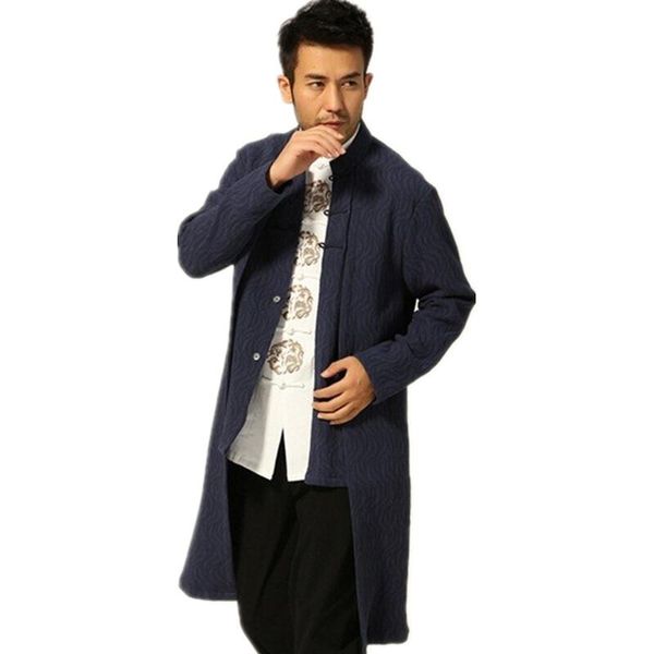 

men's jackets fashion tang suit novelty navy blue classic chinese style long jacket button coat s m  xl xxl xxxl, Black;brown