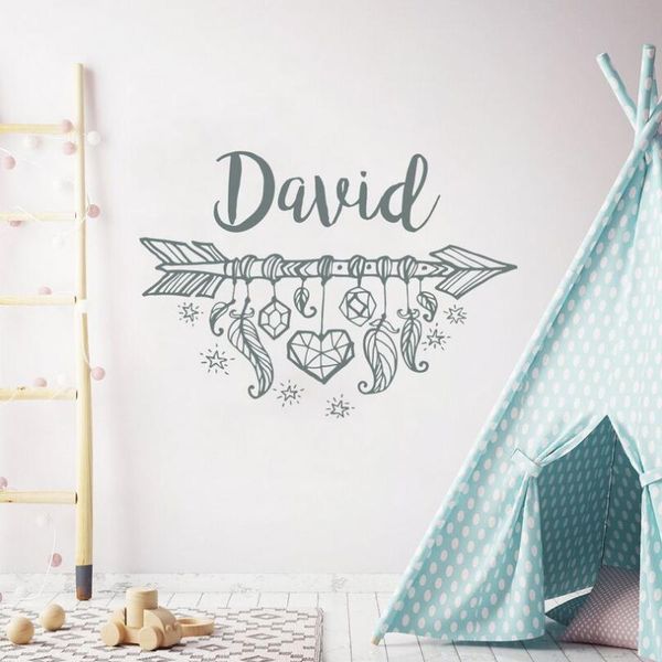 

wall stickers boho arrow style sticker custom name decal bohemian personalized baby mural nursery decor ay1647