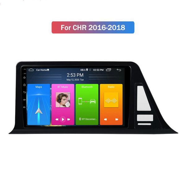 2Din 9 Zoll Android 10.0 Auto-DVD-Player für Toyota CHR 2016–2018 mit kabelloser GPS-Unterstützung FM/AM Mirror Link Cam-In SWC USB