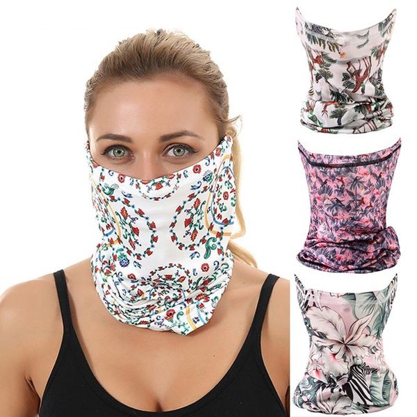 

1pcs flower pattern camping hiking scarves cycling sports bandana outdoor riding headwear men women scarf neck cover tube caps & masks, Black