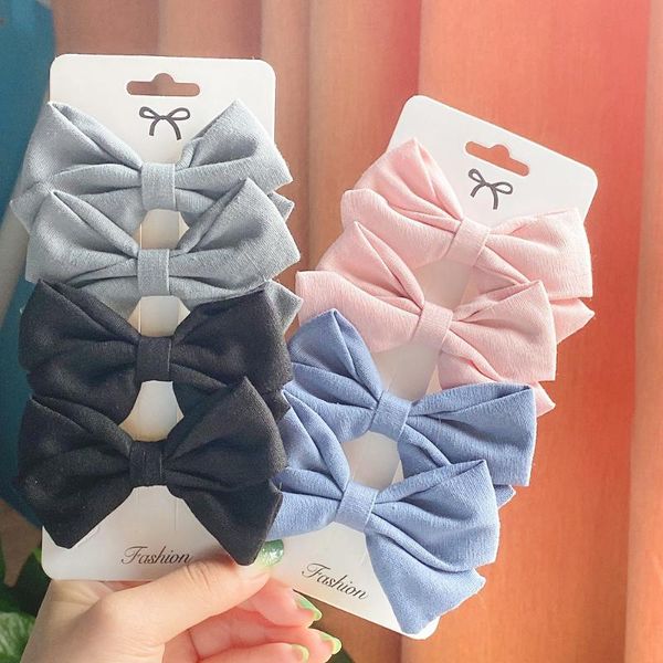 

hair accessories 4pcs/set cute solid bowknots clips for baby girls safty boutique hairpins handmade barrettes headwear kids, Slivery;white