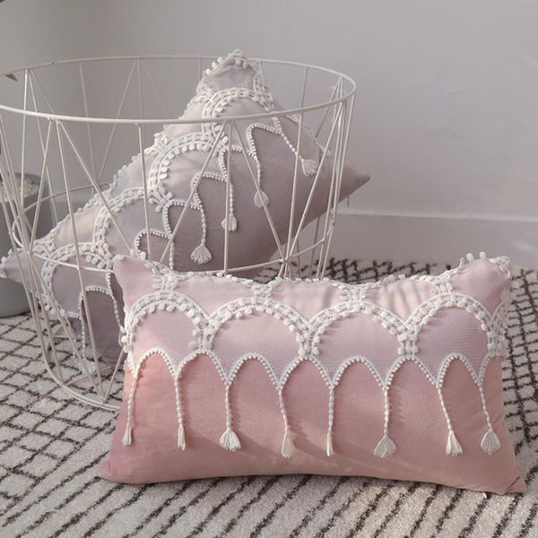 

cushion/decorative pillow crescent lace pillowcase sofa cushion with core nordic sweet ins wind pink girl bedroom