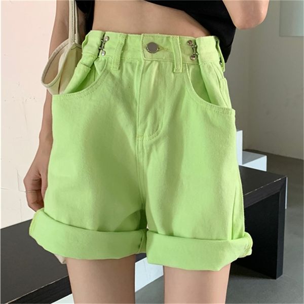 

women's jumpsuits & rompers 2021 summer riding jeans capris solid curl women streetwear femme loose denim high waist wide sho, Black;white