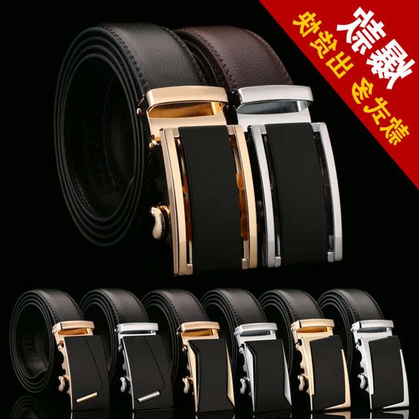 

belt dulilu two layer cow automatic buckle men's korean business leather pants belt, Black;brown