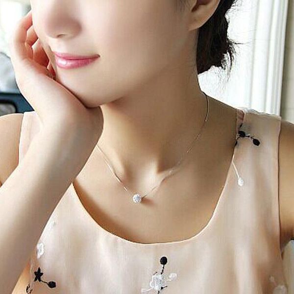 

shiny zircon invisible transparent thin line choker necklace women jewelry collana kolye bijoux collares collier femme chokers, Golden;silver