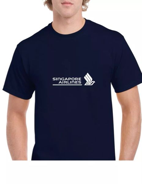 

singapore airlines white logo aviation geek navy blue cotton t-shirt, White;black