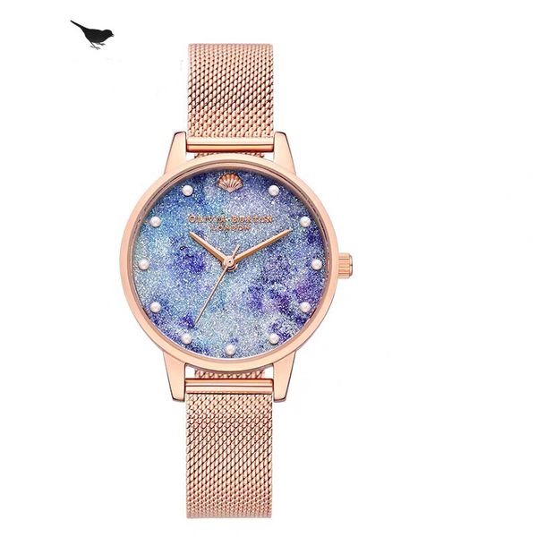 

ob same little bee watch ins style fashion light luxury steel belt white faced british minority student women's watch, Slivery;brown