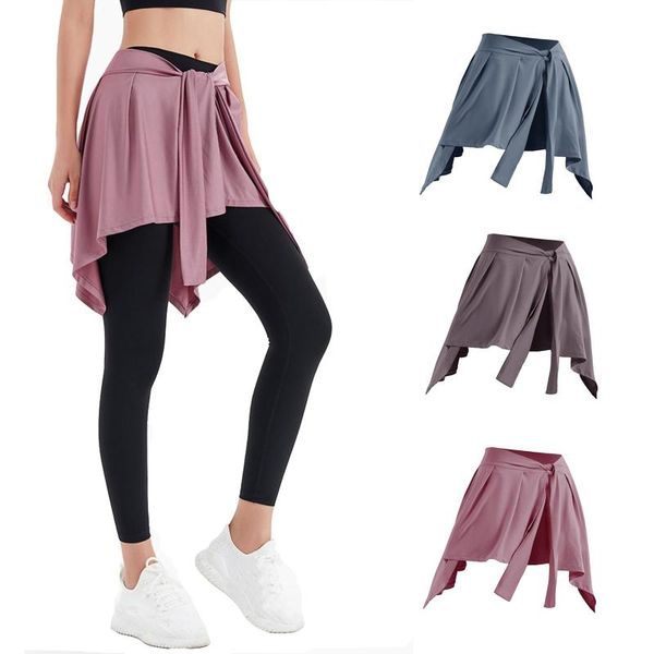 

yoga outfit shawl women knotted sports hip cover ckirt running dancing fitness anti-embarrassing hips half-length apron