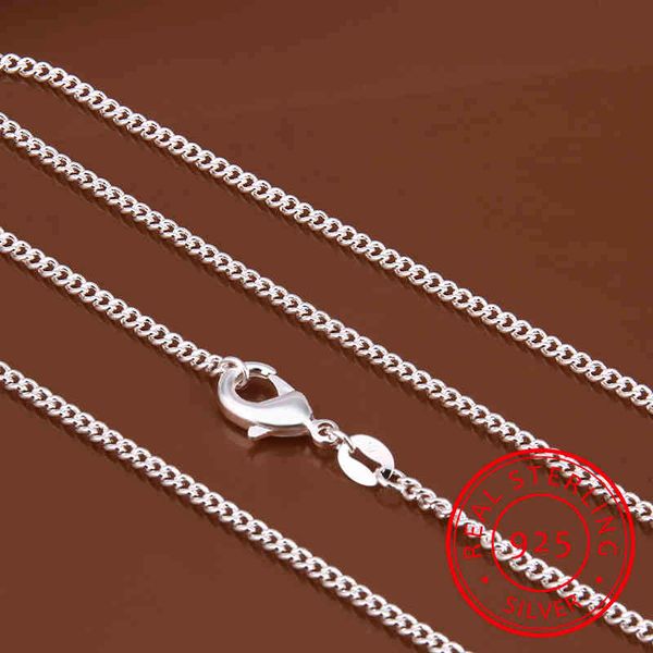 

2mm edge chain women 925 sterling silver 16"18" 20 "22" 24 "short long fit charms chains colar de prata
