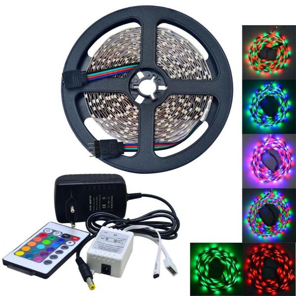 

jiawen 500cm 25w 300x3528 smd rgb led strip light w/ remote controller (ac110-240v / eu plug) strips