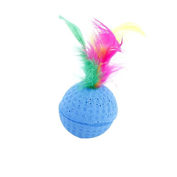 

cat toys 1 pcs colorful sponge balls cats with feathers kitten interactive #2