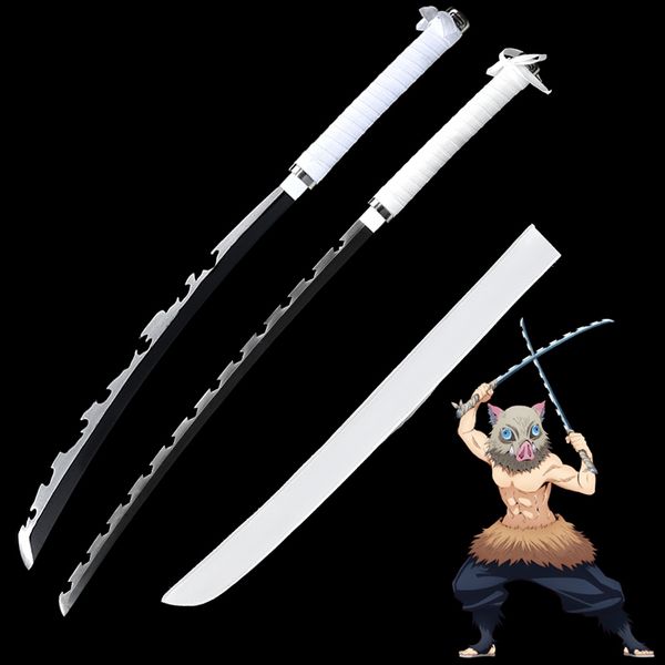 

christmas decoration japanese anime demon slayer: kimetsu no yaiba hashibira inosuke cosplay props-real steel fantasy swords-two sections