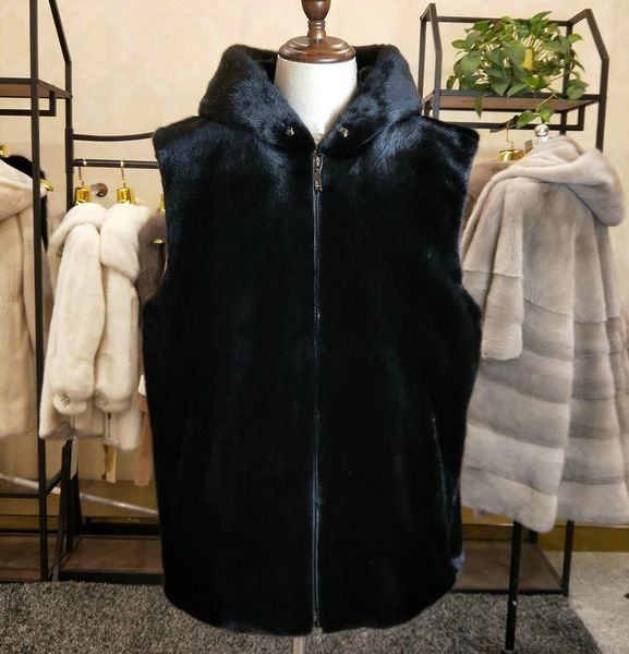 

women's fur & faux arlenesain warm mink soft fashion black short waistcoat