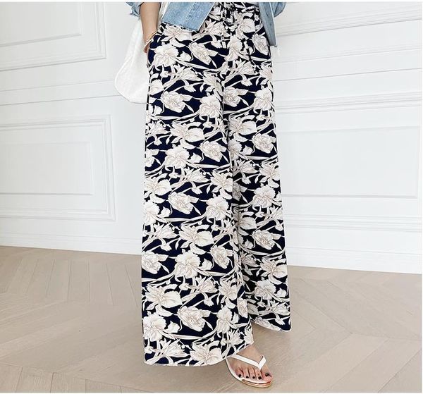 

women's pants & capris 2021 summer women wide leg loose female womens trousers print oversize maxi harem pant long high waist full, Black;white